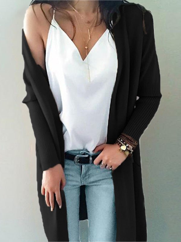 Women's Cardigans Solid Pocket Mid-Length Knit Cardigan - Cardigans - Instastyled | Online Fashion Free Shipping Clothing, Dresses, Tops, Shoes - 26/08/2022 - 30-40 - CAR2208261243