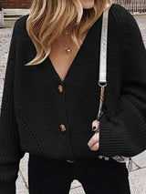 Women's Cardigans Solid V-Neck Buttoned Sweater Cardigan - Cardigans & Sweaters - Instastyled | Online Fashion Free Shipping Clothing, Dresses, Tops, Shoes - 12/01/2022 - 20-30 - CAR2201121211