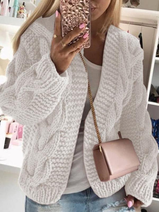 Women's Cardigans Thick Thread Twist Long Sleeve Sweater Cardigan - Cardigans & Sweaters - INS | Online Fashion Free Shipping Clothing, Dresses, Tops, Shoes - 18/10/2021 - 30-40 - CAR2110181153