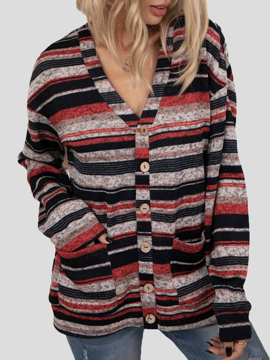 Women's Cardigans V-Neck Button Pocket Long Sleeve Knitted Cardigan - Cardigans & Sweaters - INS | Online Fashion Free Shipping Clothing, Dresses, Tops, Shoes - 19/10/2021 - 20-30 - Cardigans & Sweaters