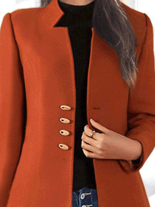 Women's Coats Button Long Sleeve Slim Fit Wool Coat - Coats - Instastyled | Online Fashion Free Shipping Clothing, Dresses, Tops, Shoes - 15/09/2022 - COA2209151417 - Coats