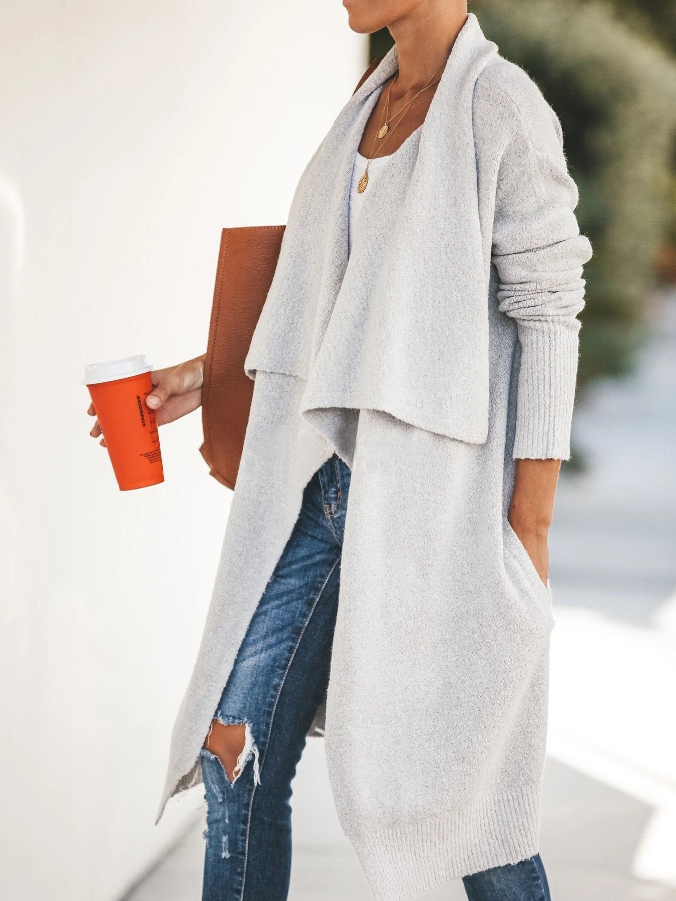 Women's Coats Casual Lapel Long Sleeve Mid-Length Cardigan Coats - Coats & Jackets - INS | Online Fashion Free Shipping Clothing, Dresses, Tops, Shoes - 15/09/2021 - 40-50 - COA2109151149