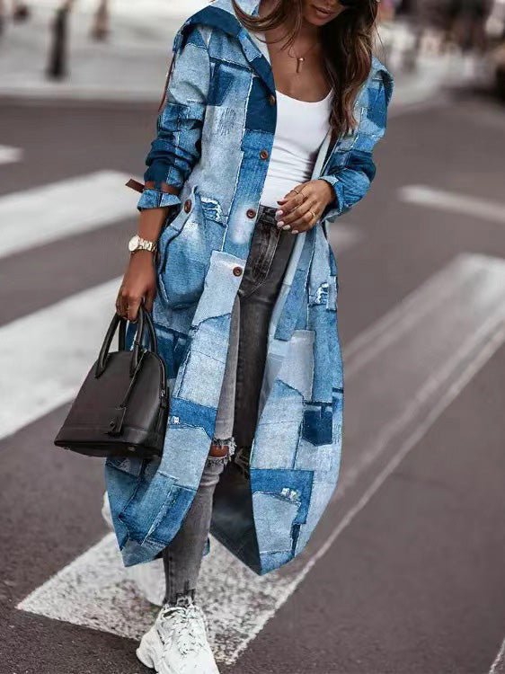 Women's Coats Casual Lapel Print Mid-Length Trench Coat - Coats - Instastyled | Online Fashion Free Shipping Clothing, Dresses, Tops, Shoes - 23/09/2022 - Coats - coats-jackets