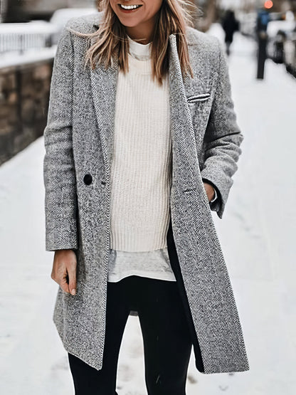 Coats Women's Coats Casual Solid Lapel Long Sleeve Mid-length Coat MsDressly