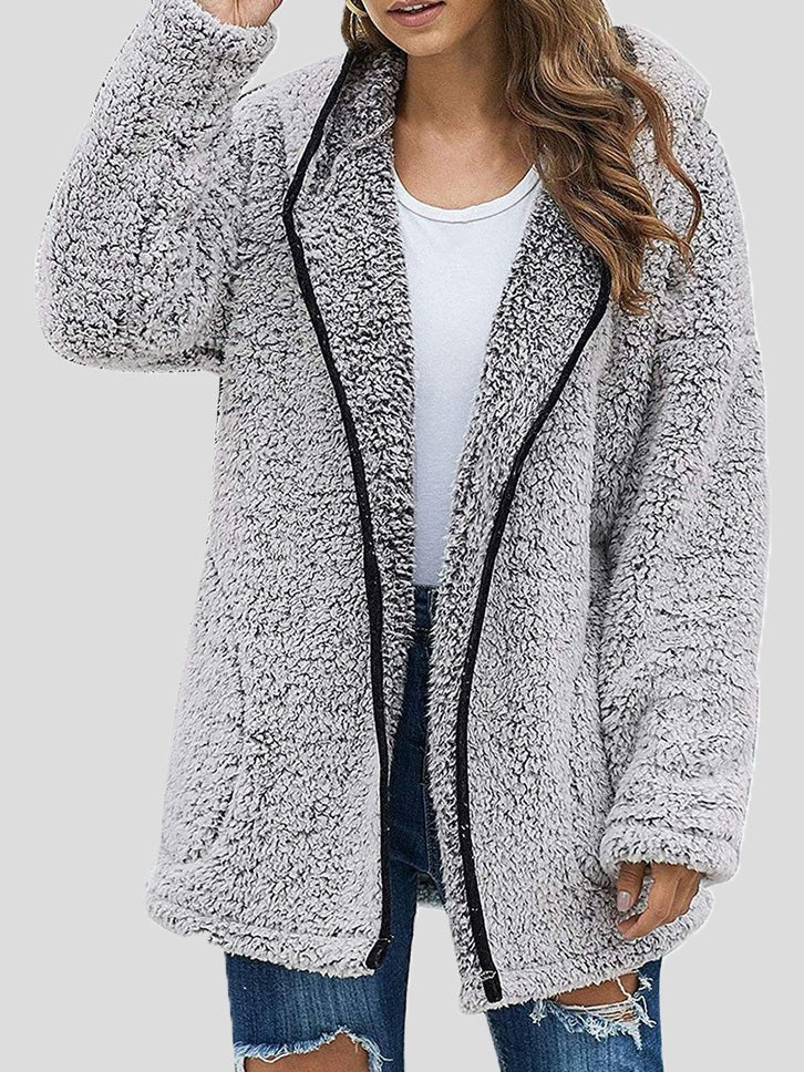 Women's Coats Casual Solid Lapel Plush Hoodie Coats - Coats - Instastyled | Online Fashion Free Shipping Clothing, Dresses, Tops, Shoes - 22/09/2022 - COA2209221431 - Coats