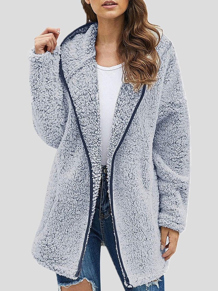 Women's Coats Casual Solid Lapel Plush Hoodie Coats - Coats - Instastyled | Online Fashion Free Shipping Clothing, Dresses, Tops, Shoes - 22/09/2022 - COA2209221431 - Coats
