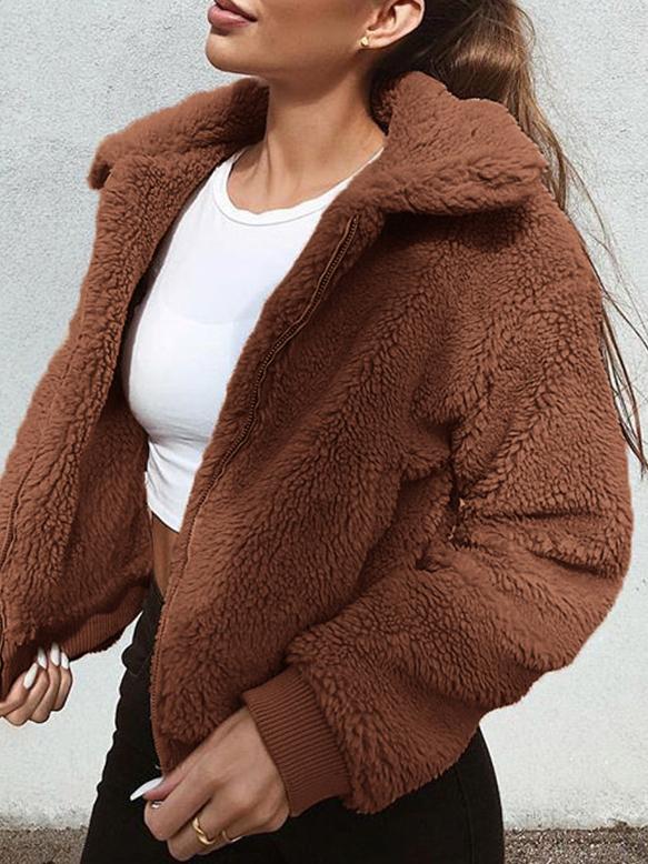 Women's Coats Comfortable Plush Zipper Warm Coats - Coats & Jackets - INS | Online Fashion Free Shipping Clothing, Dresses, Tops, Shoes - 11/10/2021 - 20-30 - COA2110111202