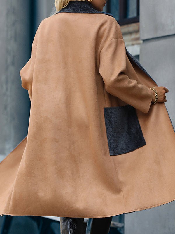 Women's Coats Faux Fur Notched Lapel Pocket Coat - MsDressly