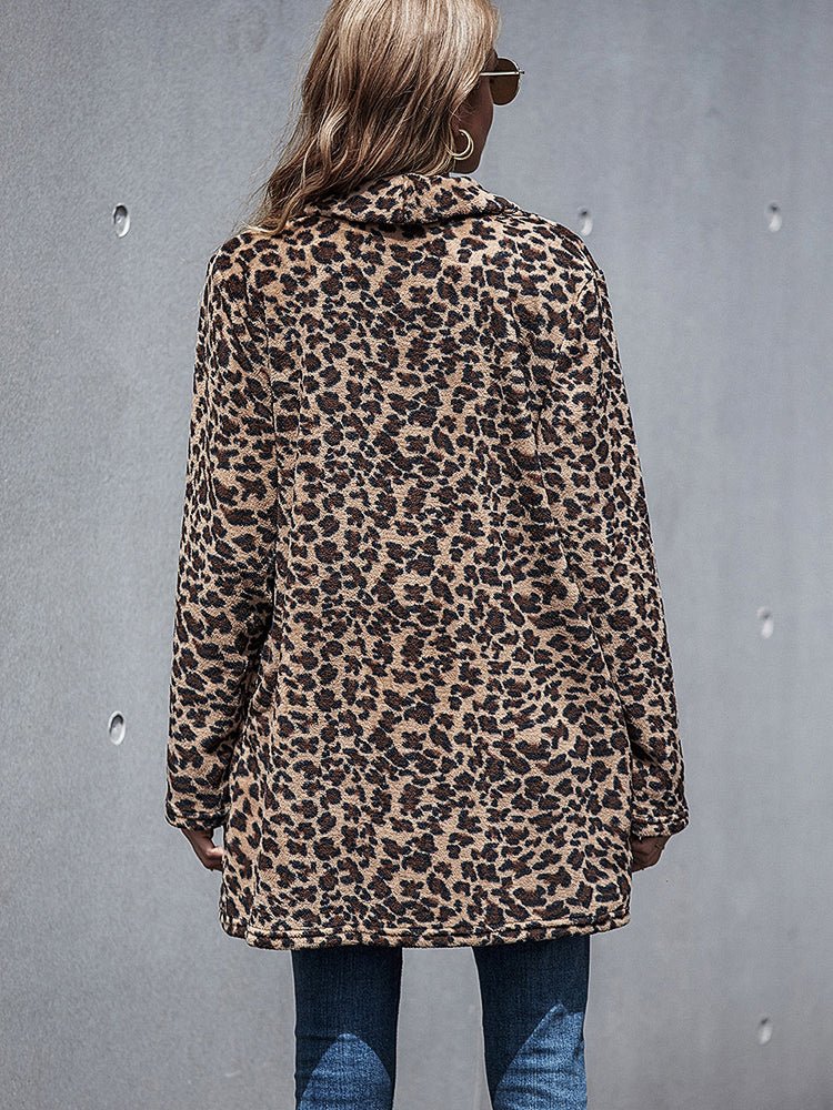 Women's Coats Faux Fur Woolen Leopard Coat - Coats - Instastyled | Online Fashion Free Shipping Clothing, Dresses, Tops, Shoes - 10/11/2022 - COA2211101467 - Coats