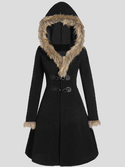 Women's Coats Fur Hat Side Sleeve Button Woolen Mid-Length Coat - Coats & Jackets - INS | Online Fashion Free Shipping Clothing, Dresses, Tops, Shoes - 09/10/2021 - COA2110091199 - Coats & Jackets