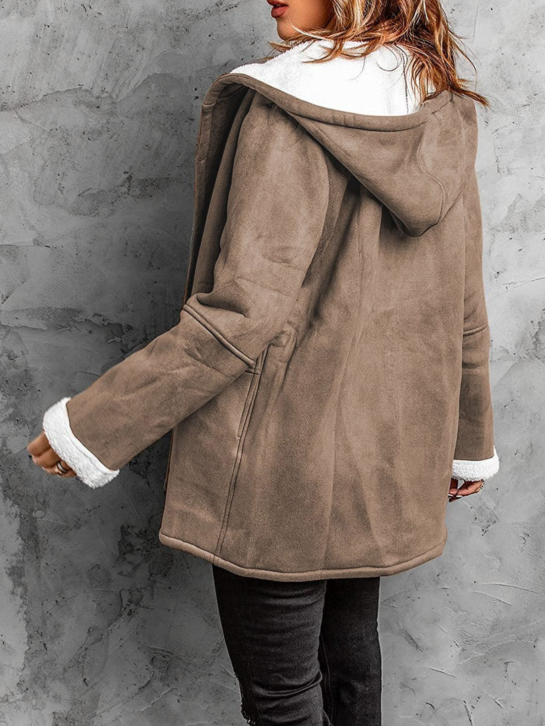 Women's Coats Horn Button Hooded Mid-Length Coat - Coats & Jackets - INS | Online Fashion Free Shipping Clothing, Dresses, Tops, Shoes - 20/11/2021 - 40-50 - COA2111201323