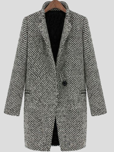 Women's Coats Houndstooth Slim Fit Wool Coat - Coats - Instastyled | Online Fashion Free Shipping Clothing, Dresses, Tops, Shoes - 02/09/2022 - COA2209021397 - Coats