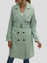 Women's Coats Lapel Button Belt Long Trench Coat - Coats & Jackets - Instastyled | Online Fashion Free Shipping Clothing, Dresses, Tops, Shoes - 22/12/2021 - COA2112231371 - Coats & Jackets