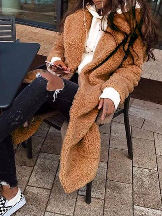Women's Coats Lapel Button-Breasted Woolen Long Coat - Coats & Jackets - INS | Online Fashion Free Shipping Clothing, Dresses, Tops, Shoes - 18/10/2021 - 30-40 - COA2110181226