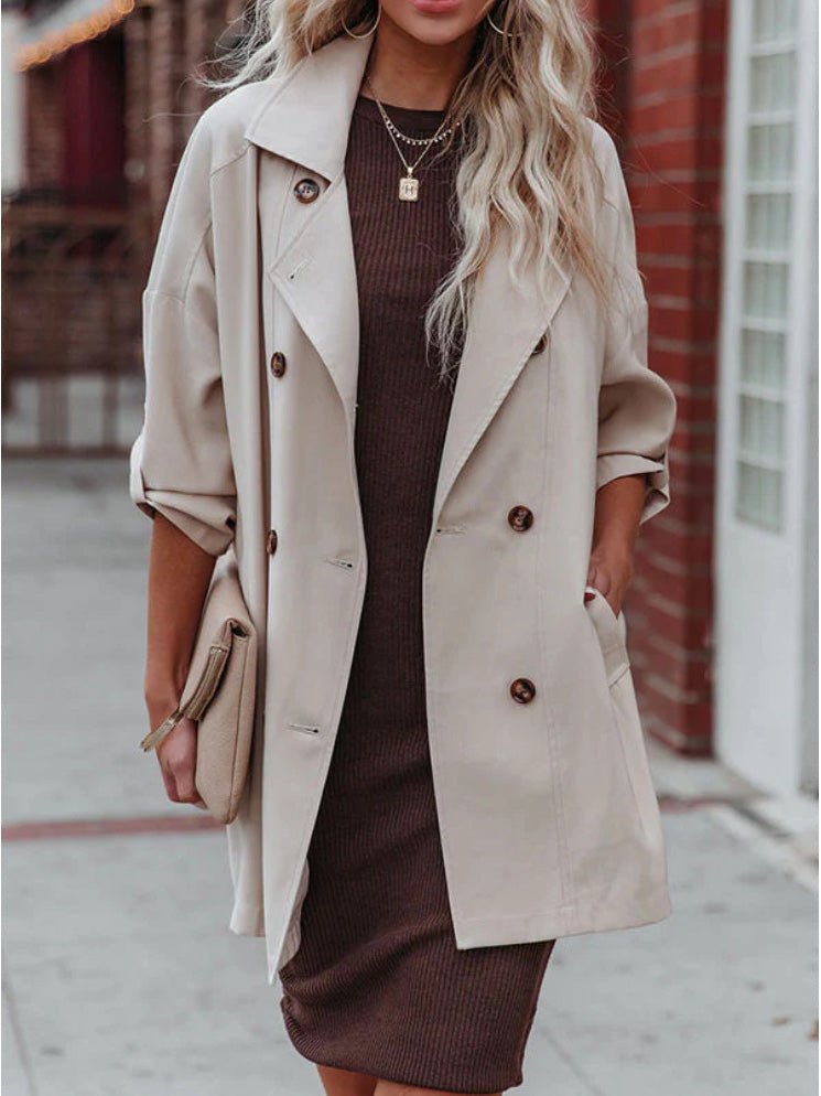 Women's Coats Lapel Double Breasted Pocket Trench Coats - Coats - Instastyled | Online Fashion Free Shipping Clothing, Dresses, Tops, Shoes - 31/08/2022 - 40-50 - COA2208311394