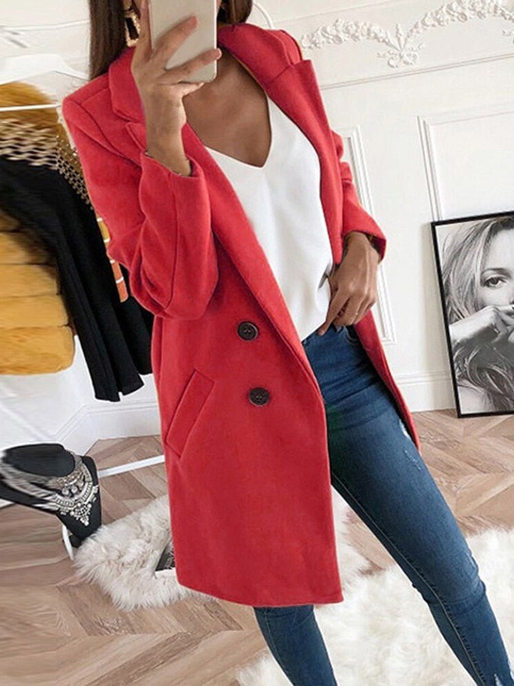 Women's Coats Lapel Fitted Woolen Long Sleeve Coat - Coats - Instastyled | Online Fashion Free Shipping Clothing, Dresses, Tops, Shoes - 20-30 - 6/1/2023 - COA2301060003