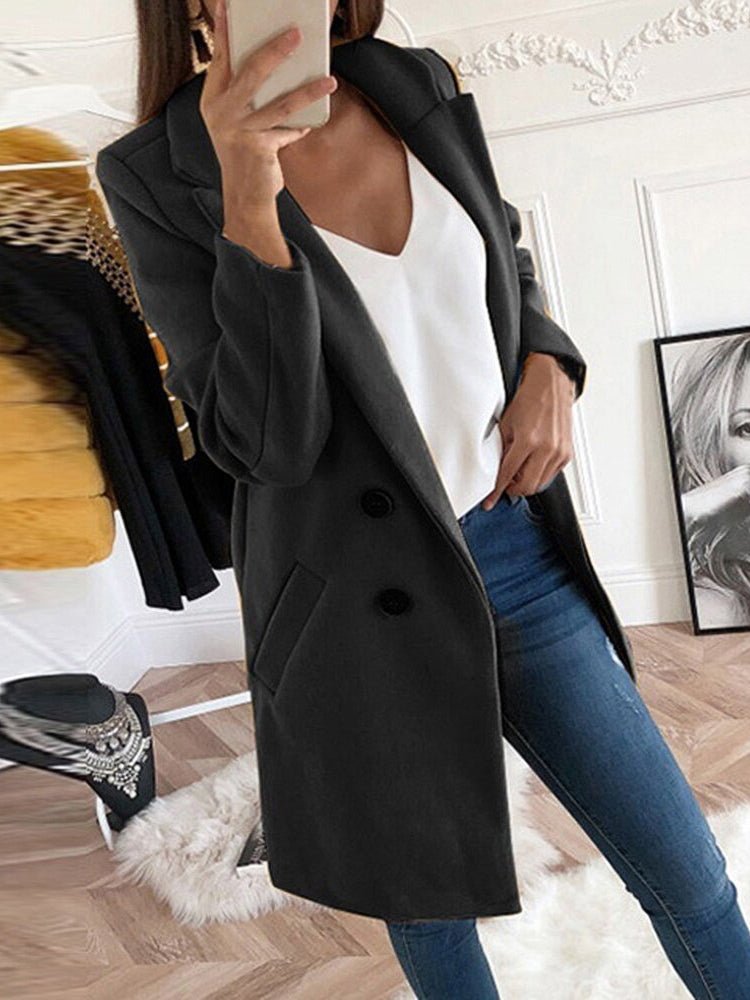 Women's Coats Lapel Fitted Woolen Long Sleeve Coat - Coats - Instastyled | Online Fashion Free Shipping Clothing, Dresses, Tops, Shoes - 20-30 - 6/1/2023 - COA2301060003
