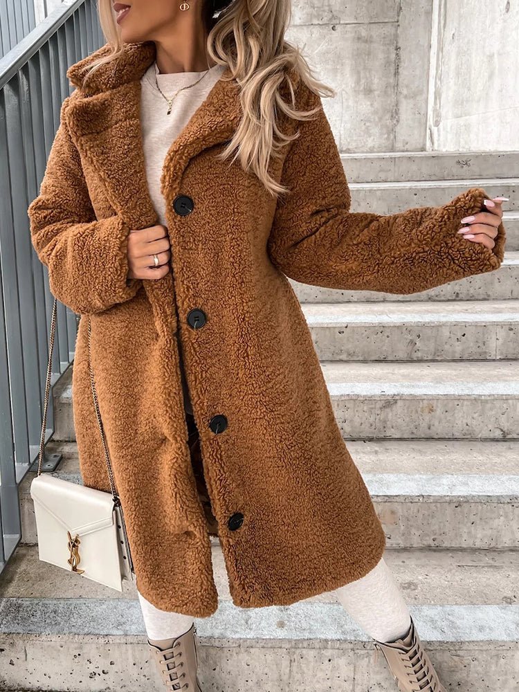 Women's Coats Lapel Long Sleeve Plush Long Coat - Coats - Instastyled | Online Fashion Free Shipping Clothing, Dresses, Tops, Shoes - 19/12/2022 - 40-50 - COA2212191480