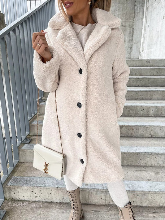 Women's Coats Lapel Long Sleeve Plush Long Coat - Coats - Instastyled | Online Fashion Free Shipping Clothing, Dresses, Tops, Shoes - 19/12/2022 - 40-50 - COA2212191480