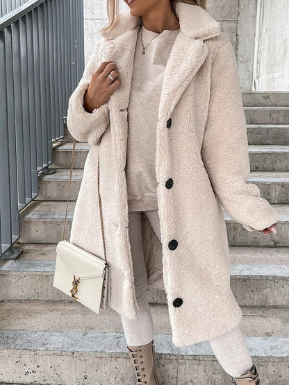 Women's Coats Lapel Single Breasted Long Sleeve Plush Long Coat - Coats - Instastyled | Online Fashion Free Shipping Clothing, Dresses, Tops, Shoes - 24/10/2022 - 40-50 - COA2210241451