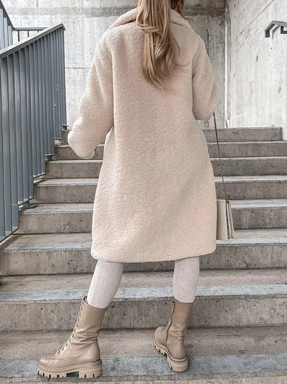 Women's Coats Lapel Single Breasted Long Sleeve Plush Long Coat - Coats - Instastyled | Online Fashion Free Shipping Clothing, Dresses, Tops, Shoes - 24/10/2022 - 40-50 - COA2210241451