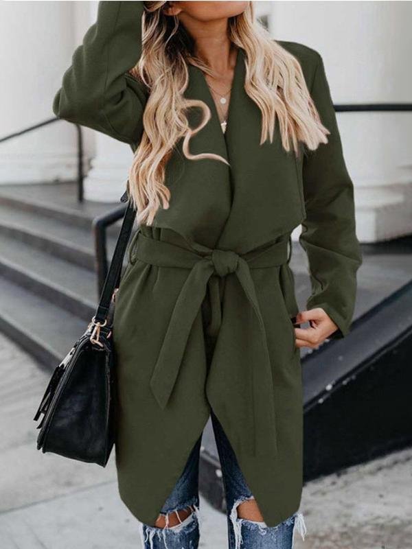 Women's Coats Lapel Solid Casual Long Sleeve Long Coat - Coats & Jackets - INS | Online Fashion Free Shipping Clothing, Dresses, Tops, Shoes - 20-30 - 24/08/2021 - Category_Jackets & Coats