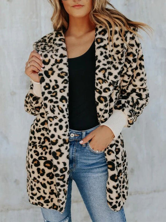 Women's Coats Leopard Print Lapel Hoodie Coats - Coats - Instastyled | Online Fashion Free Shipping Clothing, Dresses, Tops, Shoes - 25/08/2022 - COA2208251386 - Coats