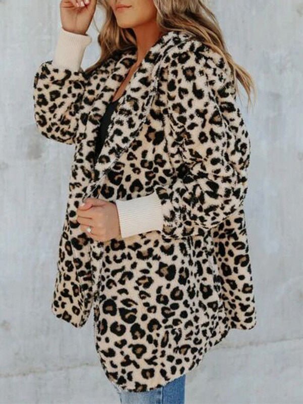 Women's Coats Leopard Print Lapel Hoodie Coats - Coats - Instastyled | Online Fashion Free Shipping Clothing, Dresses, Tops, Shoes - 25/08/2022 - COA2208251386 - Coats