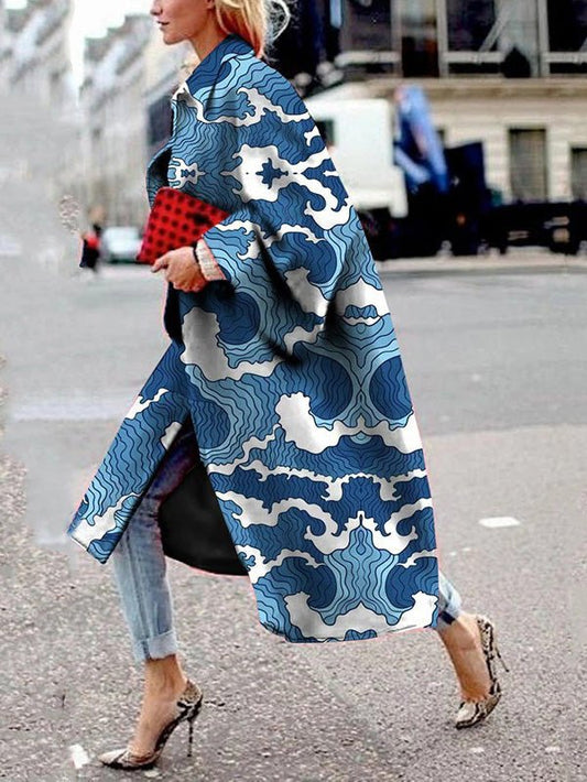 Women's Coats Loose Print Flared Sleeve Coat - Coats - Instastyled | Online Fashion Free Shipping Clothing, Dresses, Tops, Shoes - 01/09/2022 - COA2209011396 - coats