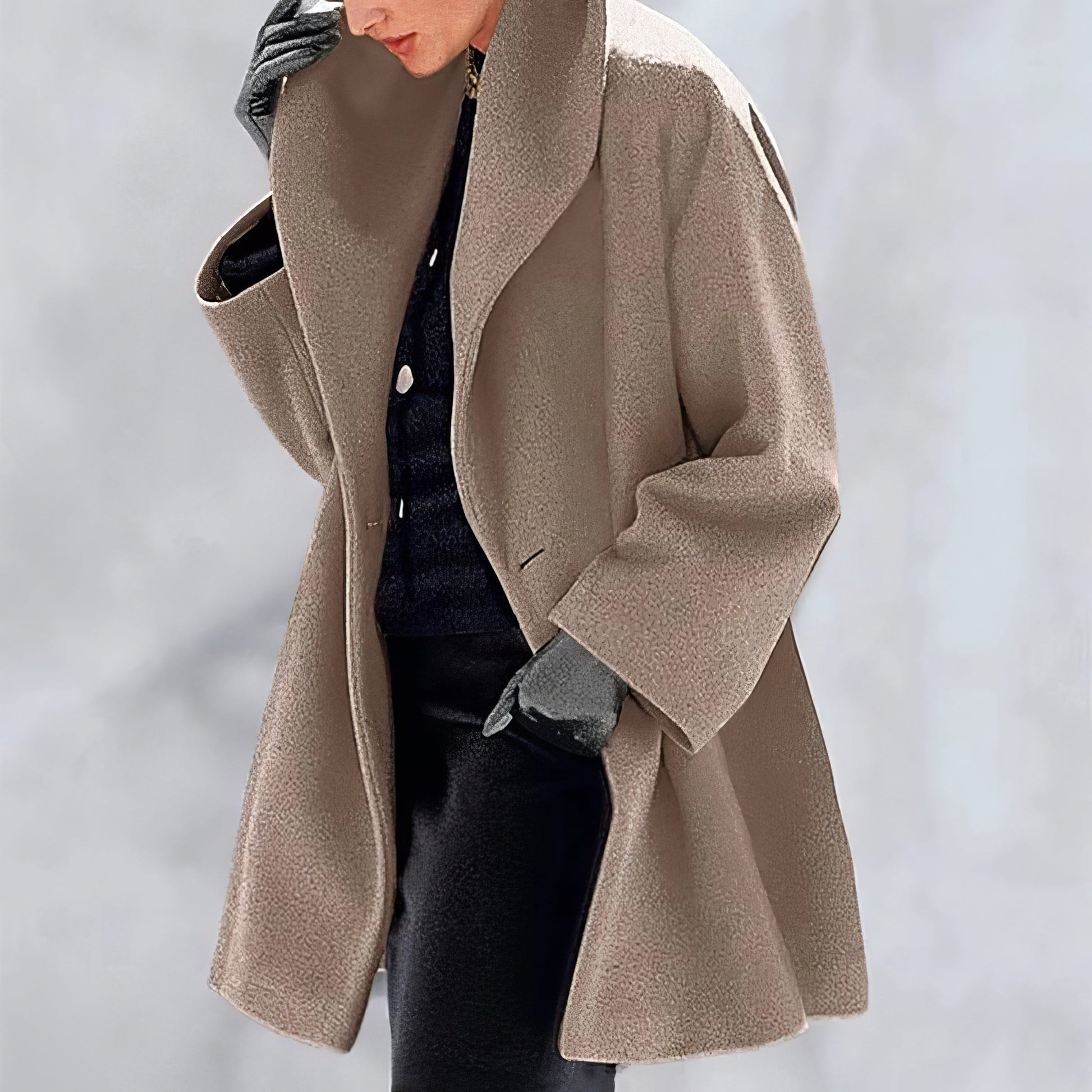 Coats - Loose Solid Button Hooded Woolen Coat - MsDressly