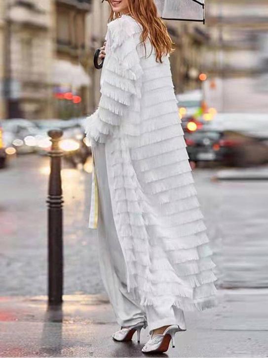 Women's Coats Multilayer Fringed Long Sleeve Cardigan Coat - Coats & Jackets - INS | Online Fashion Free Shipping Clothing, Dresses, Tops, Shoes - 13/10/2021 - 30-40 - COA2110131217