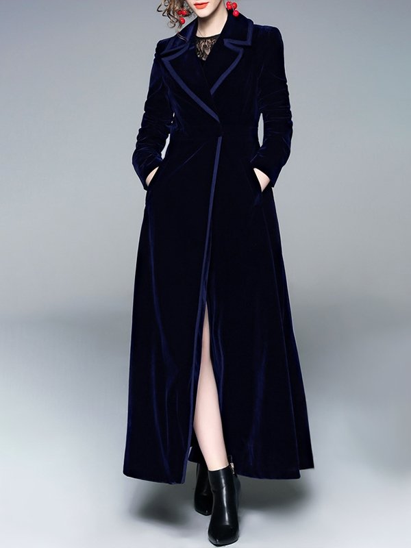 Women's Coats Notched Lapel Velvet Coat - Coats - Instastyled | Online Fashion Free Shipping Clothing, Dresses, Tops, Shoes - 5/11/2022 - COA2211051462 - Coats