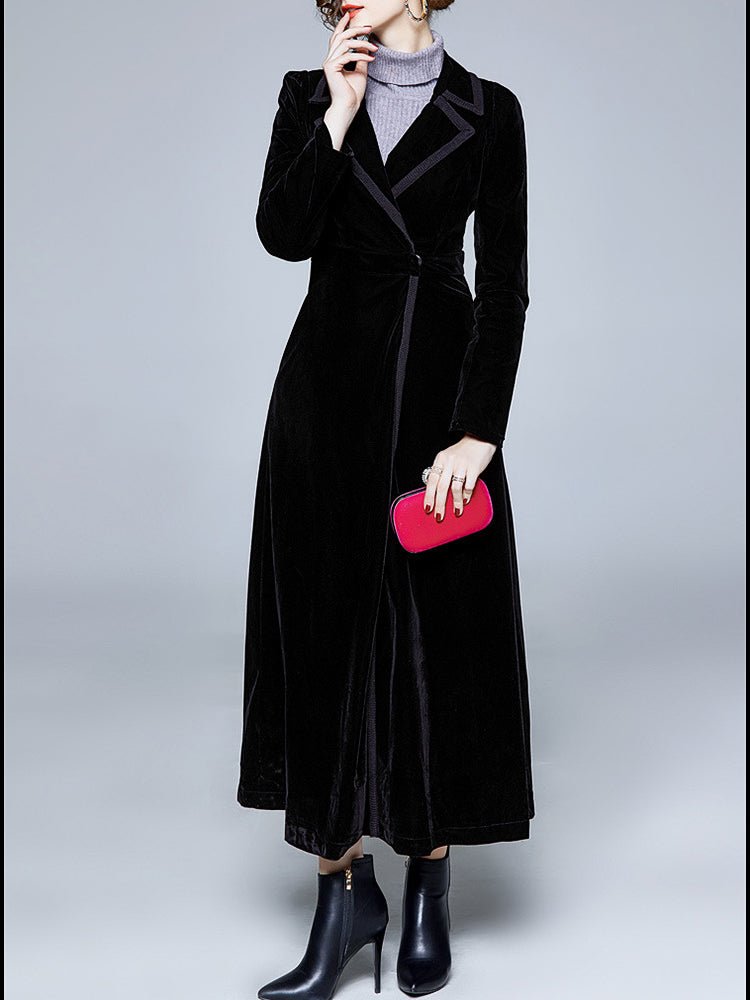Women's Coats Notched Lapel Velvet Coat - Coats - Instastyled | Online Fashion Free Shipping Clothing, Dresses, Tops, Shoes - 5/11/2022 - COA2211051462 - Coats