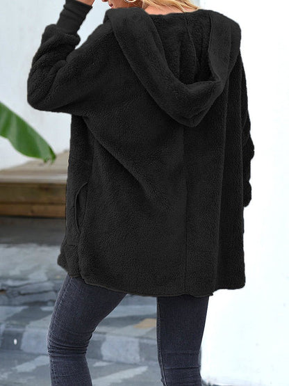 Women's Coats Plush Lapel Hooded Medium Long Sleeve Coat - Coats - Instastyled | Online Fashion Free Shipping Clothing, Dresses, Tops, Shoes - 27/12/2022 - 30-40 - COA2212271490