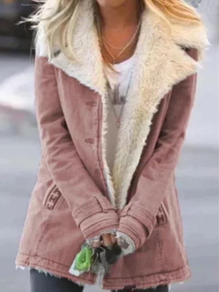 Women's Coats Plush Long Sleeve Lapel Warm Cotton Coat - Coats & Jackets - INS | Online Fashion Free Shipping Clothing, Dresses, Tops, Shoes - 20/10/2021 - 30-40 - COA2110201235