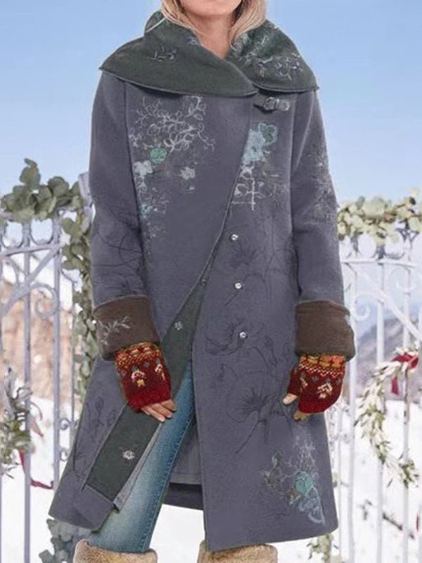 Women's Coats Printed Top Woolen Medium Long Sleeved Coat - Coats - Instastyled | Online Fashion Free Shipping Clothing, Dresses, Tops, Shoes - 30/12/2022 - COA221230002 - Coats
