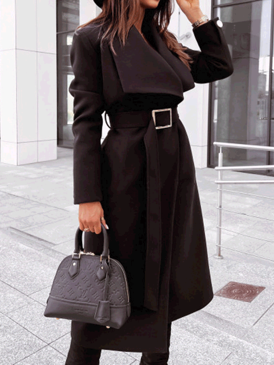 Women's Coats Simple Lapel Button Tie Wool Coat - Coats - Instastyled | Online Fashion Free Shipping Clothing, Dresses, Tops, Shoes - 15/09/2022 - COA2209151418 - Coats