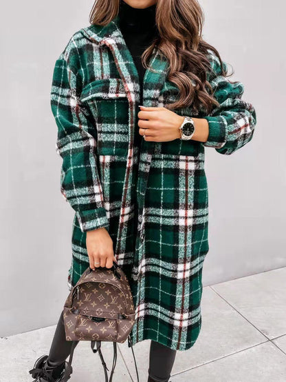Women's Coats Single Breasted Plaid Brushed Mid Length Wool Coat - Coats - Instastyled | Online Fashion Free Shipping Clothing, Dresses, Tops, Shoes - 13/10/2022 - 40-50 - Coats