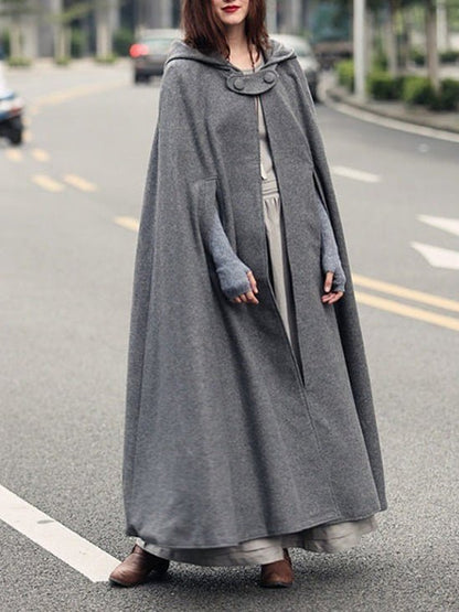 Women's Coats Solid Cape Hooded Woolen Coat - Coats - Instastyled | Online Fashion Free Shipping Clothing, Dresses, Tops, Shoes - 21/09/2022 - COA2209211429 - Coats