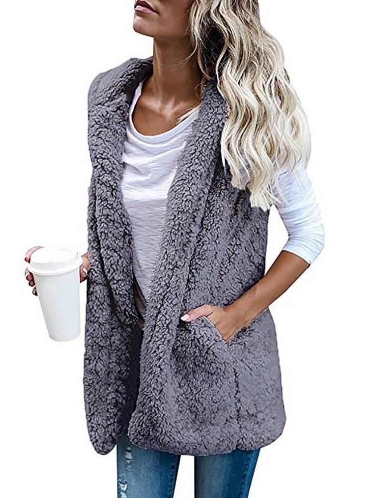 Women's Coats Solid Color Sleeveless Cashmere Vest Coat - Coats - Instastyled | Online Fashion Free Shipping Clothing, Dresses, Tops, Shoes - 10/1/2023 - 20-30 - COA2301100004