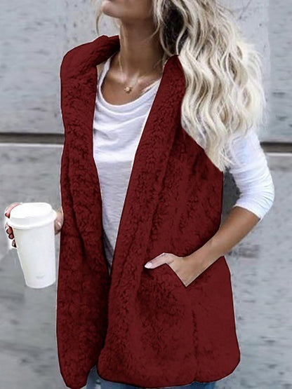 Women's Coats Solid Color Sleeveless Cashmere Vest Coat - Coats - Instastyled | Online Fashion Free Shipping Clothing, Dresses, Tops, Shoes - 10/1/2023 - 20-30 - COA2301100004
