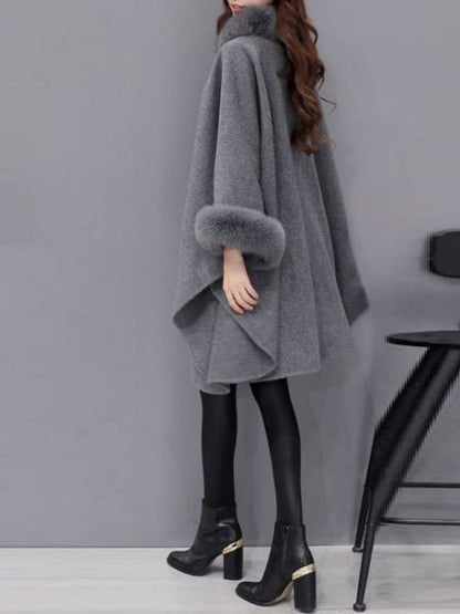 Women's Coats Solid Fur Collar Woolen Shawl Coat - Coats - Instastyled | Online Fashion Free Shipping Clothing, Dresses, Tops, Shoes - 26/09/2022 - COA2209261437 - Coats