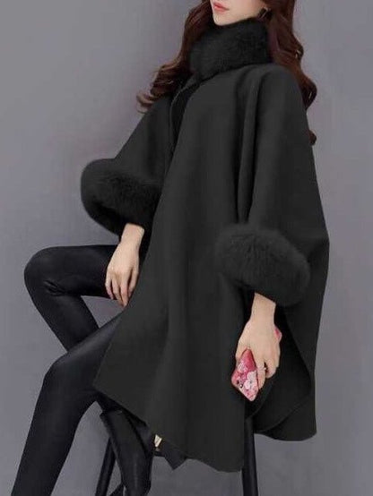 Women's Coats Solid Fur Collar Woolen Shawl Coat - Coats - Instastyled | Online Fashion Free Shipping Clothing, Dresses, Tops, Shoes - 26/09/2022 - COA2209261437 - Coats