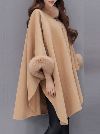 Women's Coats Solid Fur Collar Woolen Shawl Coat - Coats - Instastyled | Online Fashion Free Shipping Clothing, Dresses, Tops, Shoes - 26/09/2022 - COA2209261437 - Coats