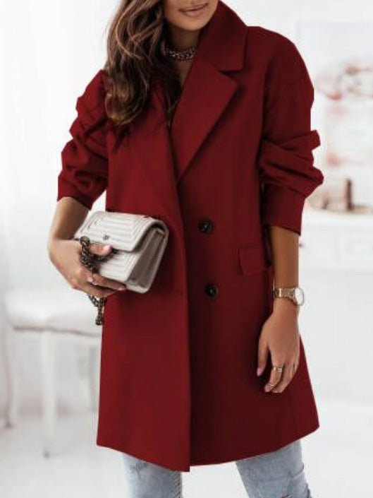 Women's Coats Solid Lapel Double Breasted Wool Coat - Coats - Instastyled | Online Fashion Free Shipping Clothing, Dresses, Tops, Shoes - 14/09/2022 - COA2209141414 - Coats