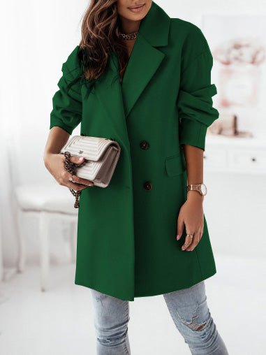 Women's Coats Solid Lapel Double Breasted Wool Coat - Coats - Instastyled | Online Fashion Free Shipping Clothing, Dresses, Tops, Shoes - 14/09/2022 - COA2209141414 - Coats