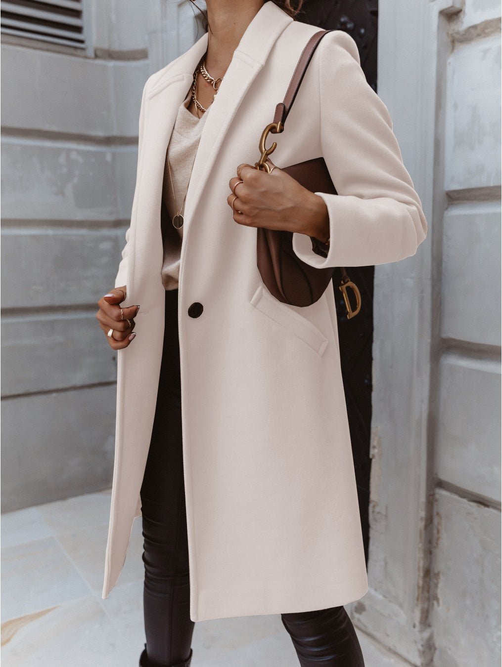 Women's Coats Solid Lapel Long Sleeve Midi Coat - Coats - Instastyled | Online Fashion Free Shipping Clothing, Dresses, Tops, Shoes - 16/08/2022 - 40-50 - COA2208161380