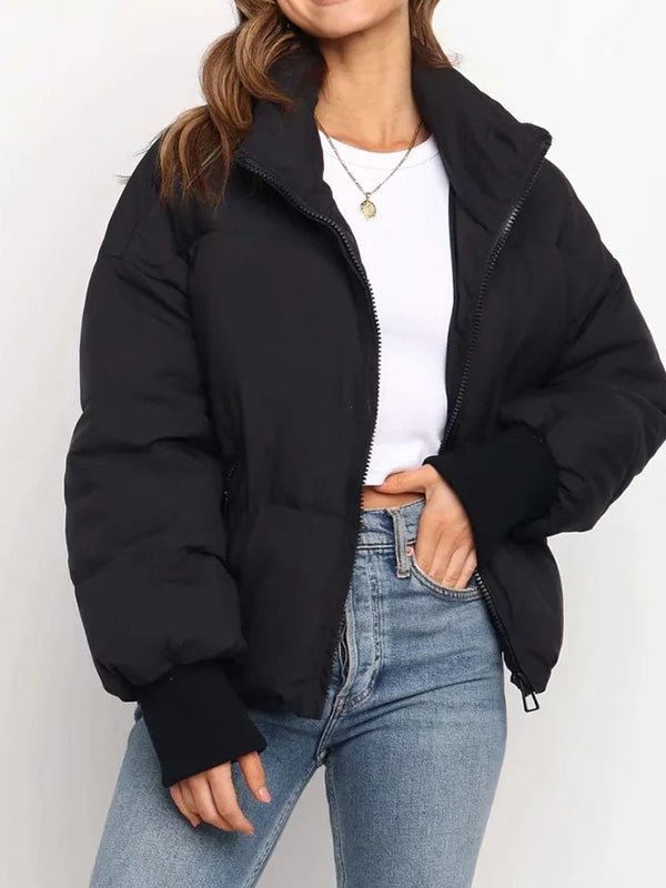 Coats - Solid Loose Short Down Jacket - MsDressly