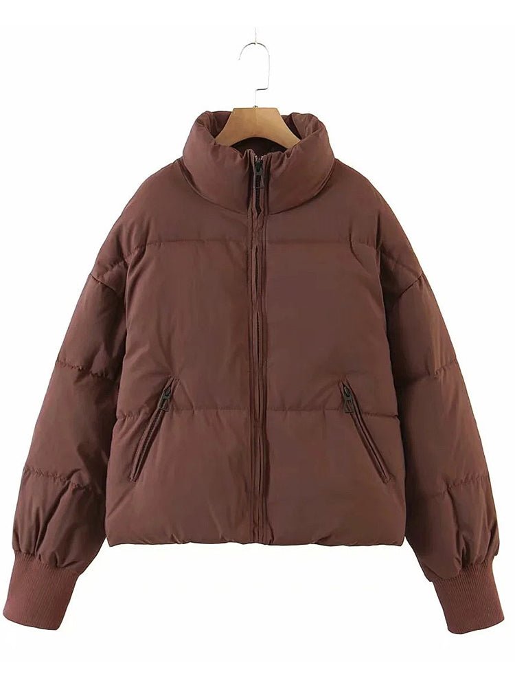 Coats - Solid Loose Short Down Jacket - MsDressly