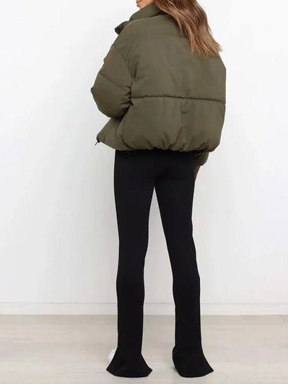 Coats - Solid Loose Short Down Jacket - MsDressly